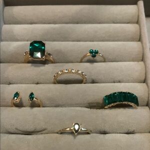 Elegant Green Gemstone Ring 💍 Bundle